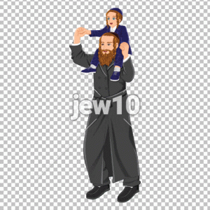 ילד על כתפי אביו