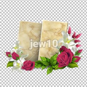 שני לוחות אבן ופרחים