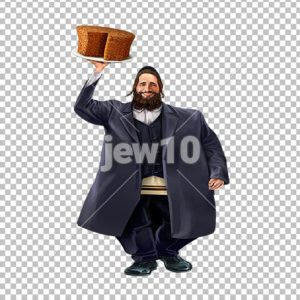 מלצר חסידי עם מגש קוגל